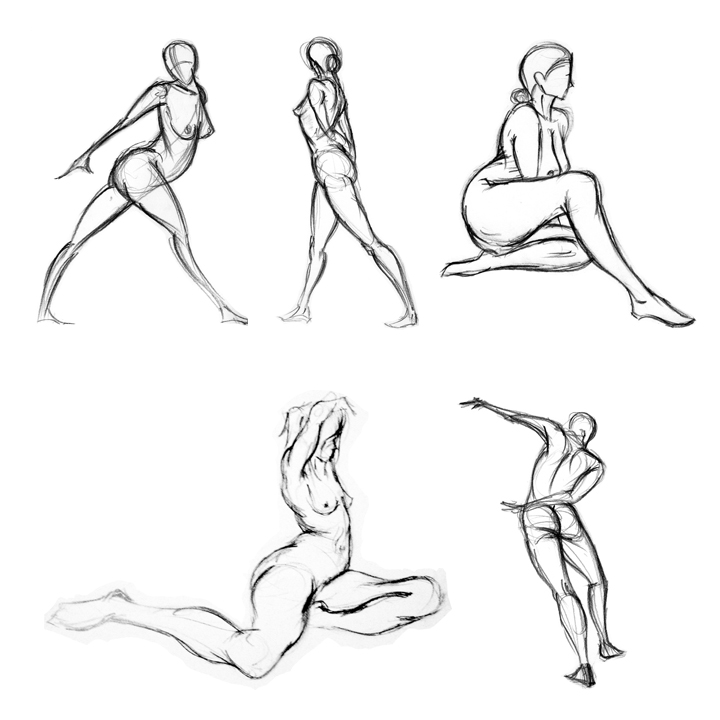 Assorted life drawings.