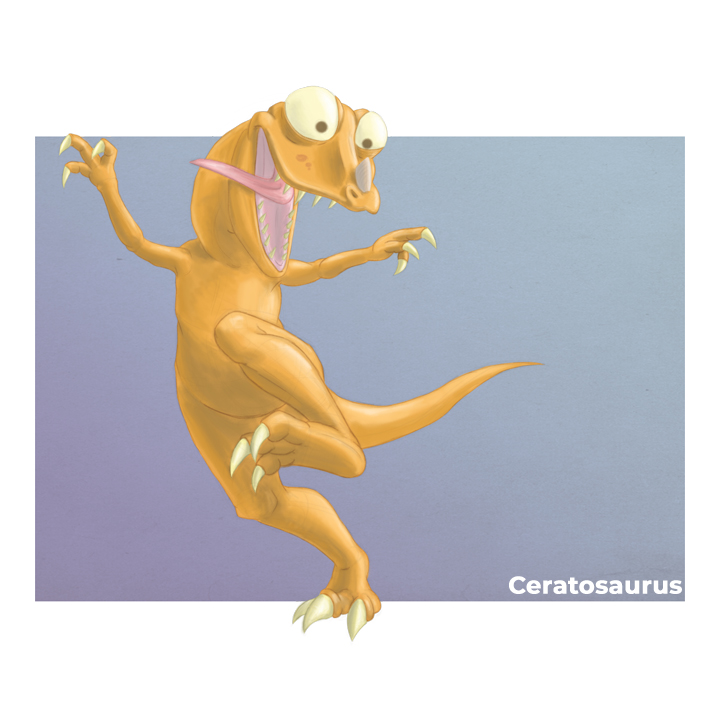Cartoon Ceratosaurus.